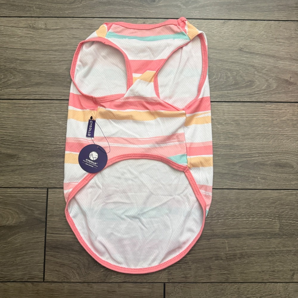 Cyeollo Dog Apparel XL Mesh Striped Tank Top Vest Pink Orange Mint NWT